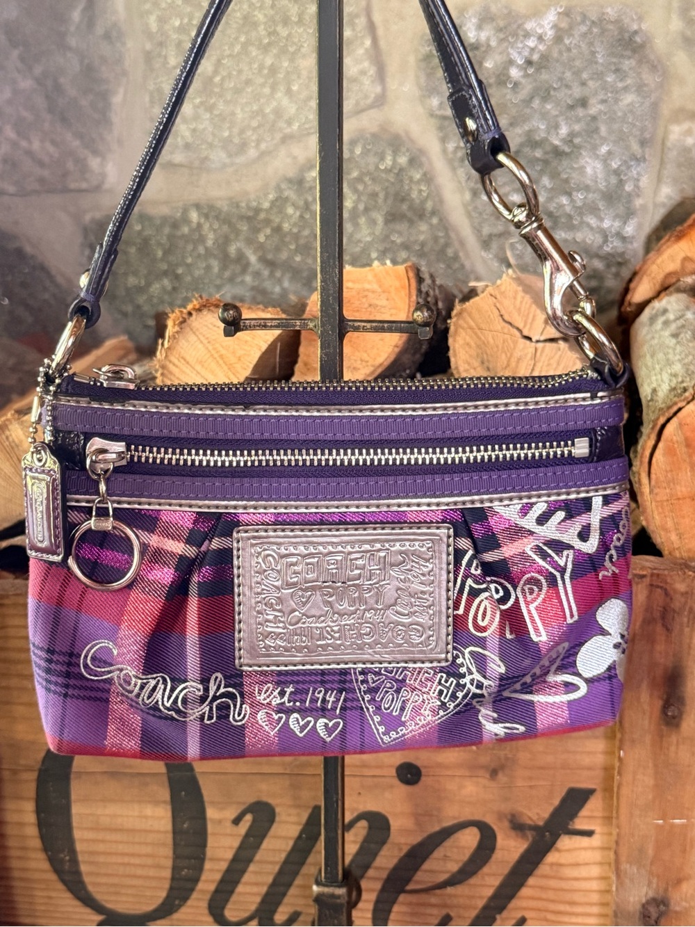 Coach Poppy Glam Graffiti Wristlet